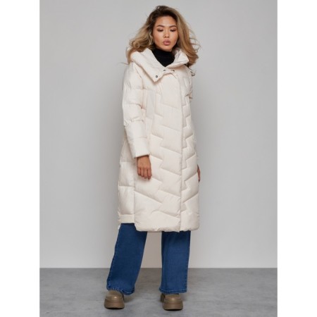 Coat insulated winter female, size 50, beige color-1