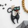 Brooch "Cat Grace", in the crown, matte black color in gold