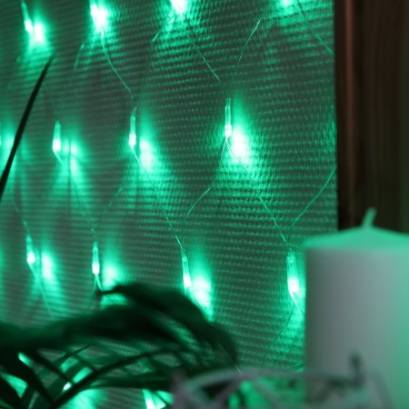 Garland "network" 1.6 × 1.6 m, IP20, transparent thread, 144 LED, green glow, 8 modes, 220 V-2