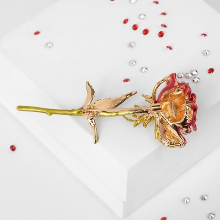 Brooch "Rose", red-green in gold-2