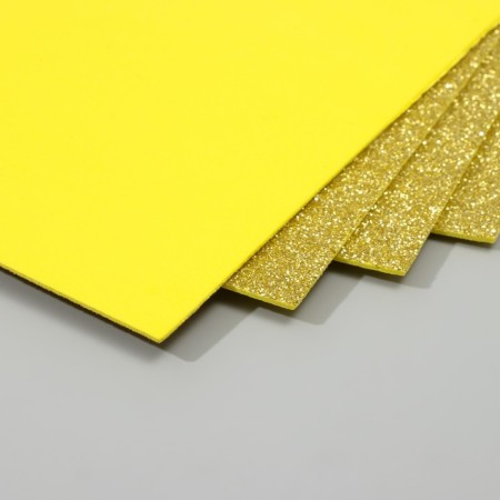 A set of glitter foamiran (5 sheets) 2 mm, 20x30 cm, light golden-2
