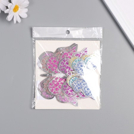 Stick paper, plastic "Flower butterflies" sparkles Color set 12 pcs 12 cm, 10 cm 8 cm 1052425-2
