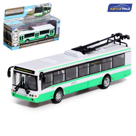 Metallic trolleybus, 1:72, inertial, green color