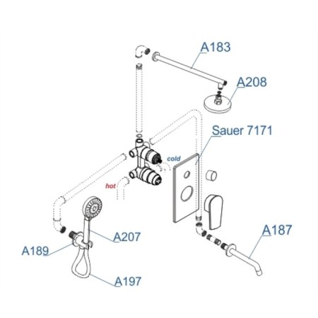 The shower system wasserkraft a71208, built -in, tropical shower, shower, gold-1