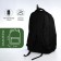 Youth backpack from textiles, 2 parts with a zipper, 4 pockets, black/green color