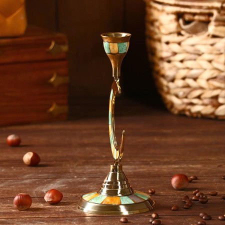 Подсвечник "Месяц" латунь, перламутр 8,5х8,5х19,5 см-2