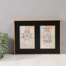 Photo frame MDF in 2 photos 10x15 cm with the Black Pasparte 