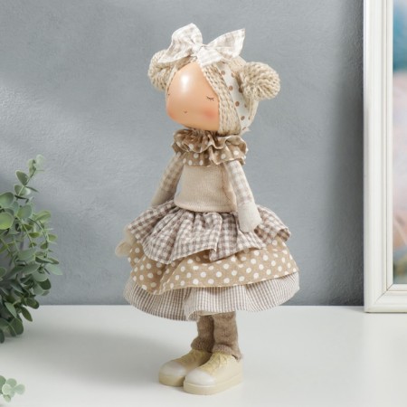 Interior doll "Baby with a bow in hair, with a flower" 35x13.5x20 cm-5