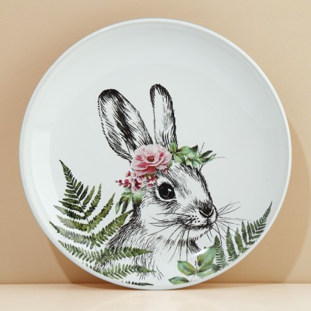 Ceramic plate "Bunny", 22.5 cm, white color-1