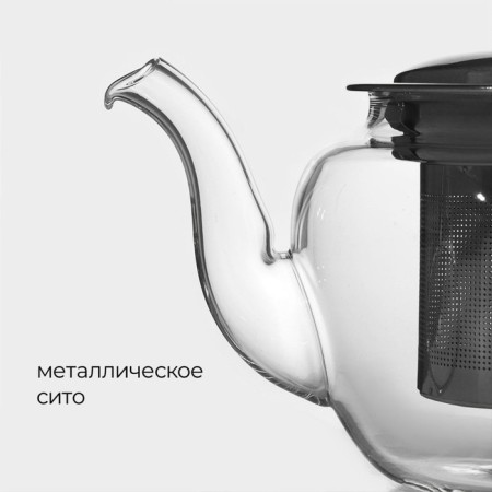 Glass teapot with metal sieve "Cagliopa", 250 ml, 15 × 8 × 9 cm-1