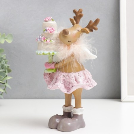 Souvenir Polystone "Olenikha in a pink skirt with a cake" 9.5x10x19.5 cm