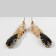 Earrings with rhinestones "Eden" bunch, black and white color in gold