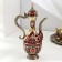 Set of tea jug, 6 glasses and tray "Istanbul. Roses and patterns" red with gold