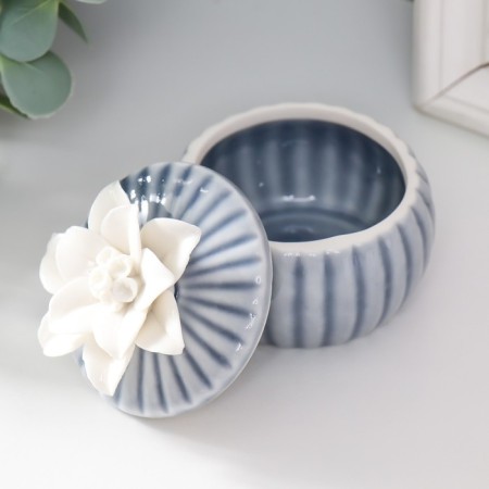 Coramics Coramics "White Flower" Blue 7x7x6 cm-1