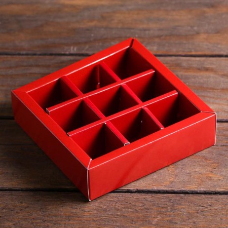 New Year. Box for sweets with a shell of 9 pcs "cocoa", 13.7 x 13.7 x 3.5 cm-2