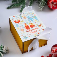 New Year. Wooden box, 16 × 13 × 9 cm 