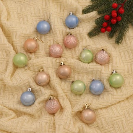 Set of balls plastic D-4 cm, 16 pcs "Astrid leaf" mix