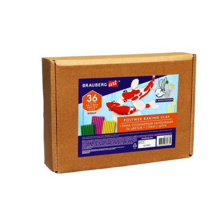 Plastic-polymer clay baked set, Brauberg, 36 colors x 20 g, with accessories