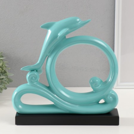 Souvenir Ceramics "Dolphin on the waves" turquoise 7.5x27.5x27 cm-3