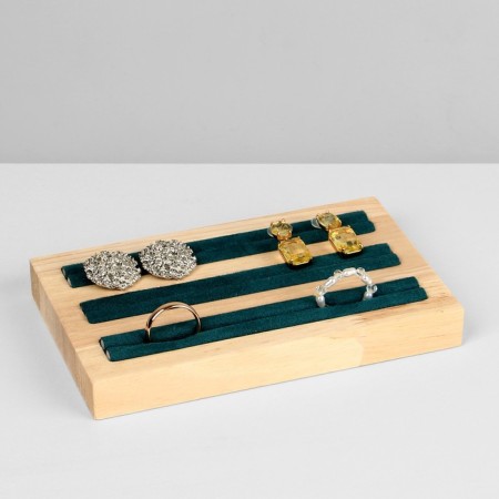 Ring stand, 3 stripes, wood, 15 × 10 × 2 cm, green color-1