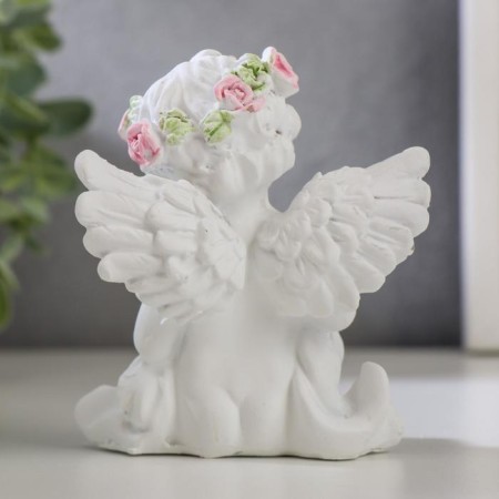 Polystone souvenir "Snowty angel in a wreath of roses" MIX 8.8x8.3x5.2 cm-3