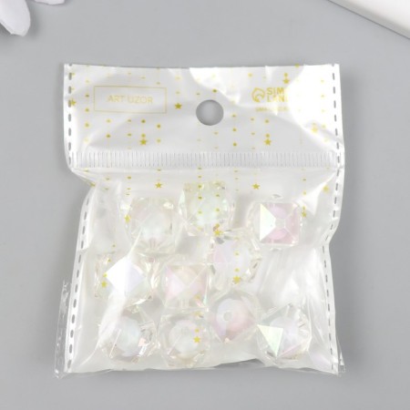 Busina for creativity plastic "Crystal-moraine white" set of 10 pcs. 1.6x1.6x1.6 cm-2