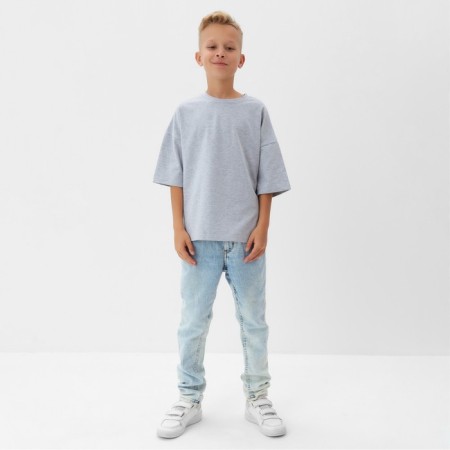 T -shirt Children's Minaku: Basic Line Kids, color gray melange, height 122 cm-3