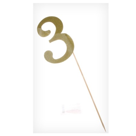 Topper in the cake "3", color gold-2