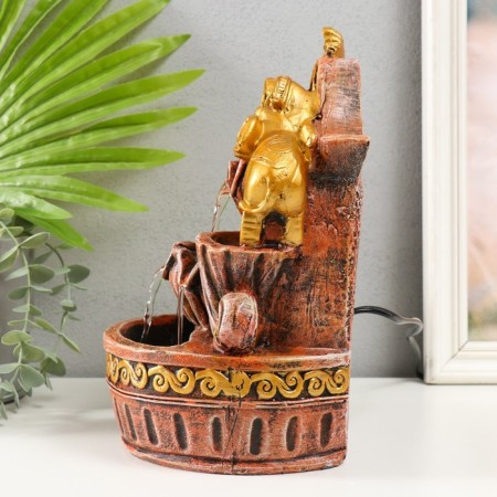 The desktop fountain from the network, the backlight "Golden Elephants under the Arch" 19x14x26 cm-3