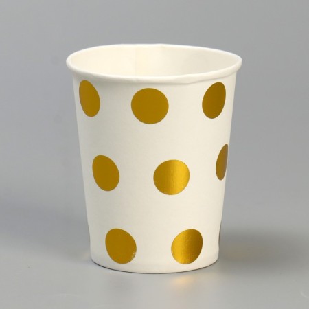 Paper glasses "peas", set of 6 pcs., 250 ml, gold color
