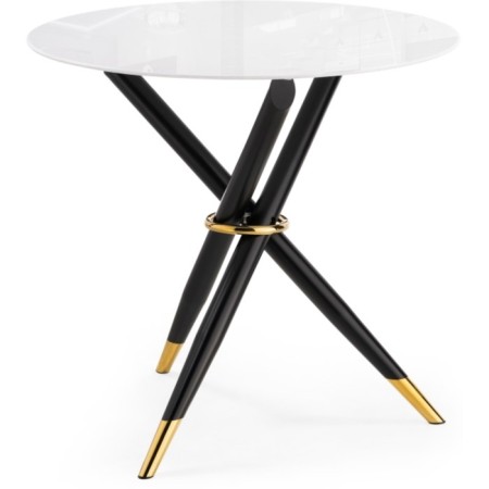 Glass table Rock metal, white/black 80x80x75 cm-1