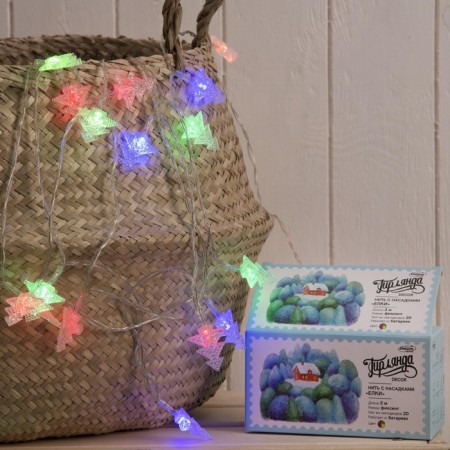 Garland "thread" 3 m with nozzles "Christmas tree", ip20, transparent thread, 20 LED, glow of multi, AAH3-7