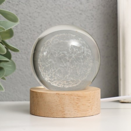 Souvenir glass backlight "Ball of constellations" d = 6 cm stand wood, usb 6.5x6.5x7.5 cm-1