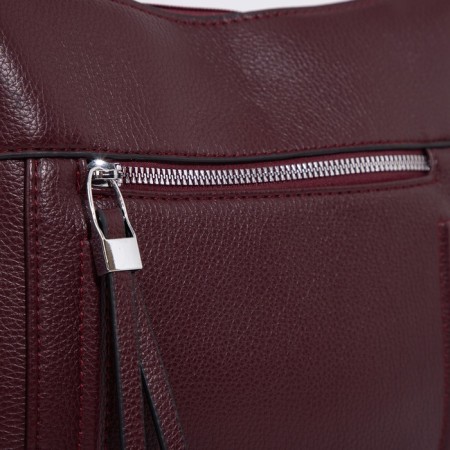 Cross-Bodi bag with zipper, burgundy color-4