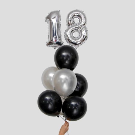 Fountain from the balls "18th anniversary", latex, foil, 10 pcs.-1