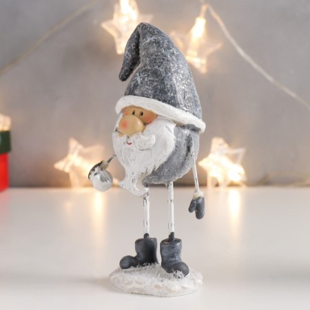 Suvenir Polystone "Santa Claus with a gift" mix gray, thin legs 14x6.5x5 cm-4