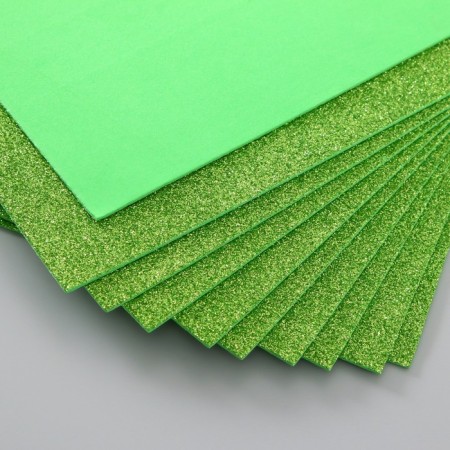 Foamiran glitter 2 mm, 20x30 cm, light green-3