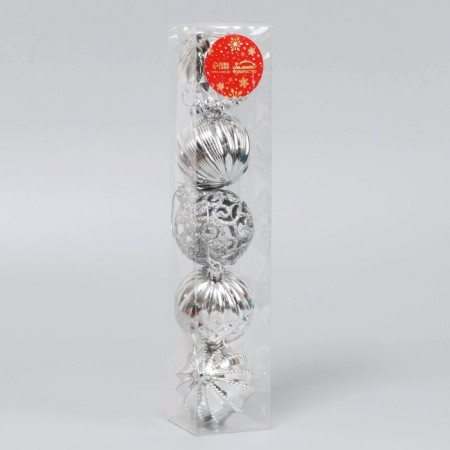 Set of balls plastic D-5.5 cm, 5 pcs "carnival" Assorted, silver-1