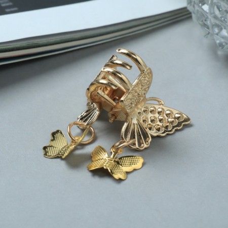 Hair crab "Milada" Small butterflies, 2.5 cm, gold-1