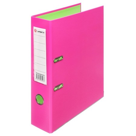 A4, 75 mm, Lamark, PVC, double-sided coating, metal edging, pocket for a spine, collected, pink/green-1