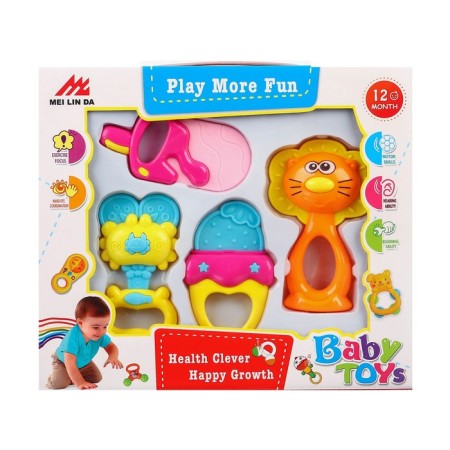 Set of rattles "Bright mood", 4 pcs, with a teething, gift packaging-7