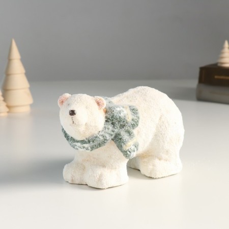 Souvenir Ceramics "White Bear in Green Charf" 16.5x7.5x10 cm
