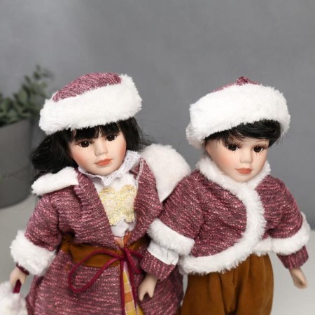 Doll Collectible couple set 2 pcs "Nick and Pasha in outfits with fur" 30 cm-4