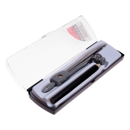 Metal circus 125 mm, with a pencil, in a plastic pencil case (goat leg), mix