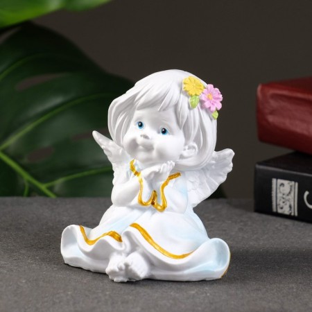 Figure "Angel with two flowers in the hair" 7x8x9cm-3