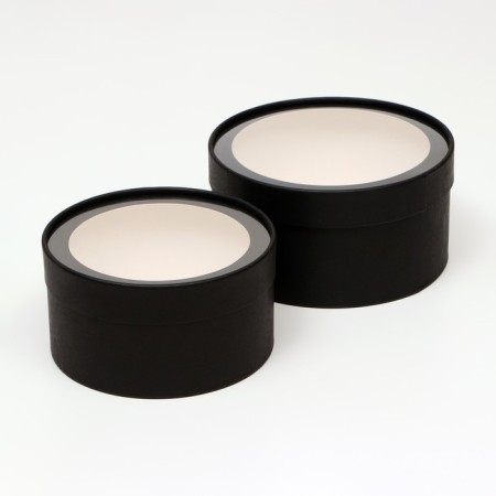 Box - tube 2 in 1, with a transparent cover "Black", 21 x 11 - 18 x 10 cm-1
