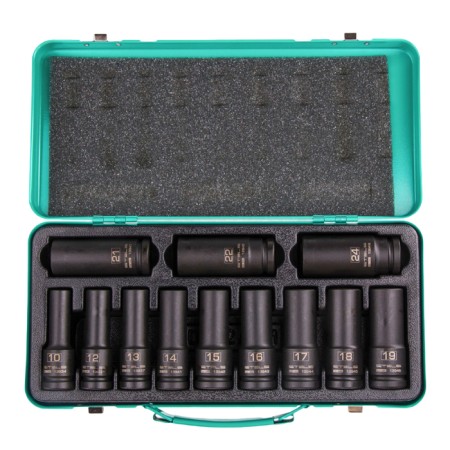 Set of end heads STELS 13998, 10-24 mm, 1/2 ", 12 pcs., Shock, hexagonal