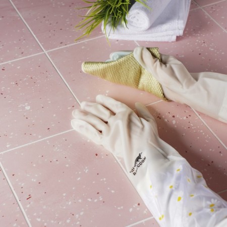 Raccoon Permanous gloves with brushes and cuff, PVC, 95 g, size L, 47 cm, white color-4