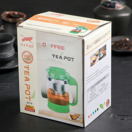 Glass teapot "Chocolate", 800 ml, with metal sieve-2