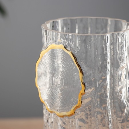 VAZA Glass "Milagros" texture of wood, 25x9.5 cm, transparent-3